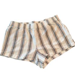 Ann Taylor Loft Beach Shorts Women’s Size M  Linen Elastic Waist Stripes EUC  The product is a pair of women's beach shorts from Ann Taylor Loft Beach