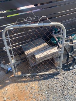 Chain link fence gate door.