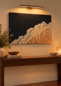 Black Sand Beach Abstract Wall Art - 36x24 inch Extra Large Premium Gallery Wrapped