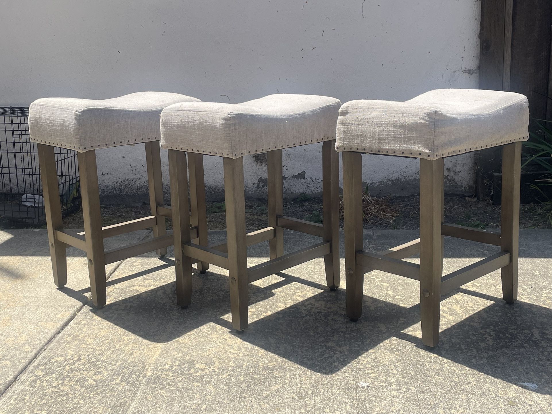 Set of 3 Stools (gray cloth)