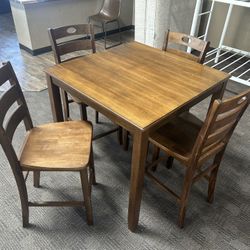 Brown Wood Counter Height Table Set 