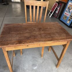Antique Small Desk and Chair 