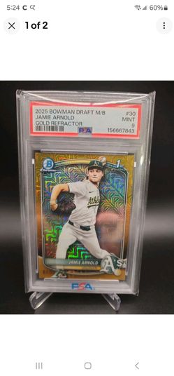 2025 BOWMAN DRAFT MEGA BOX CHROME PROSPECTS #30 JAMIE ARNOLD 12/50 PSA 9