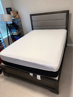 Queen Size Bed Frame Upholstered Headboard - MATTRESS INCLUDED