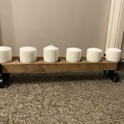 Rustic Farm House Candle Holder Metal And Wood