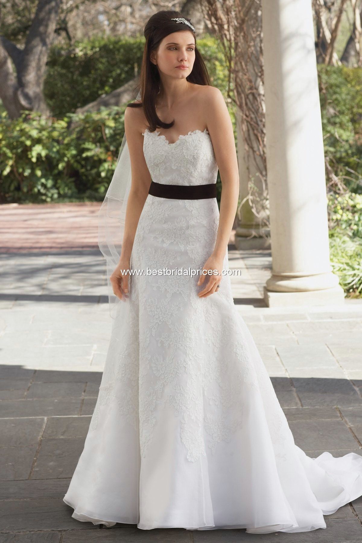 WATTERS Strapless Lace and Silk Chiffon DESIGNER WEDDING DRESS Size 2