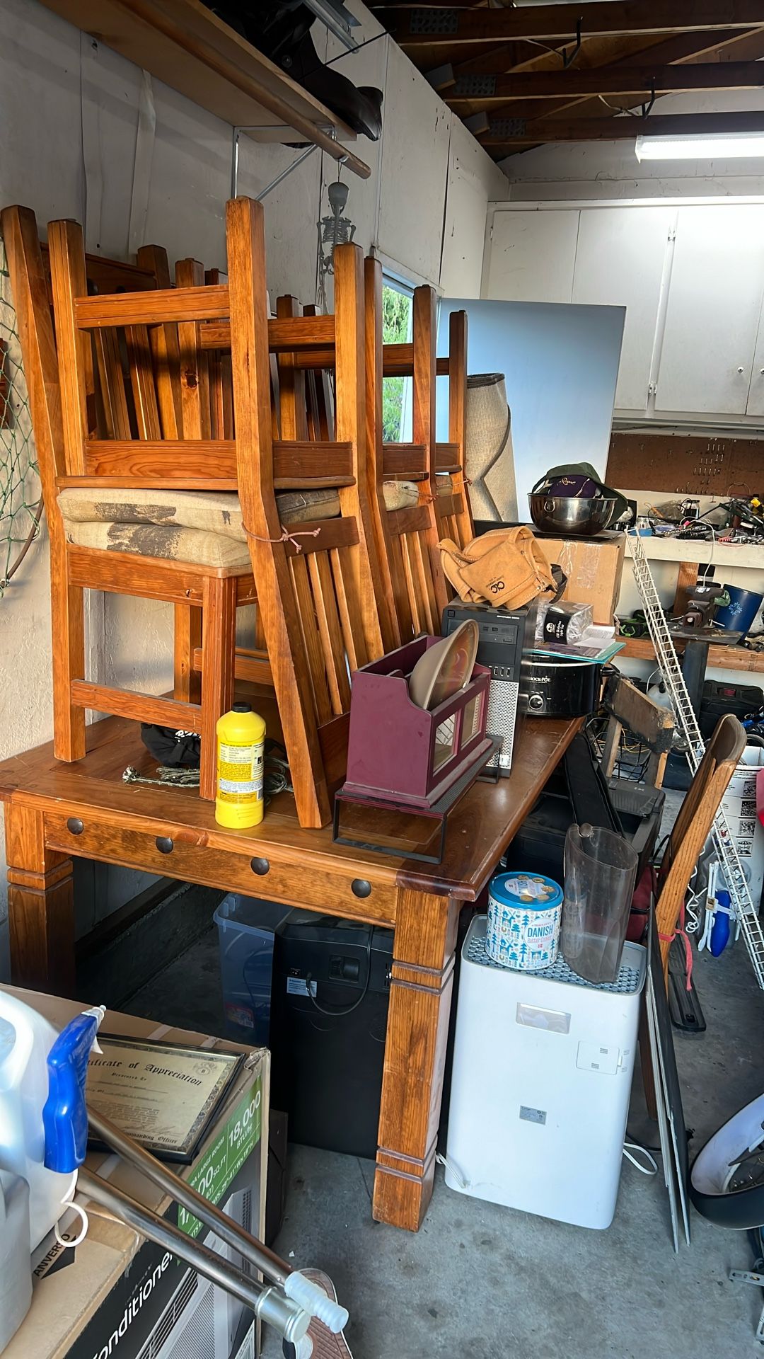 Dining table and six chairs