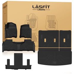 LASFIT Floor Mats & Cargo Mat with Backrest Fits 2021–2026 Chevy Tahoe & GMC Yukon (7 Seats Only)