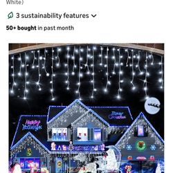 2Pack Total 800LED Ice Lights 33FT Christmas Lights String Lights Outdoor Decoration 8 Modes 150 Drops Fairy Lights for Eaves Party Yard Garden Xmas D