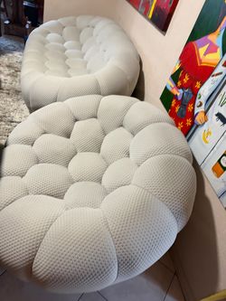 White Tufted Bubble Sofa
