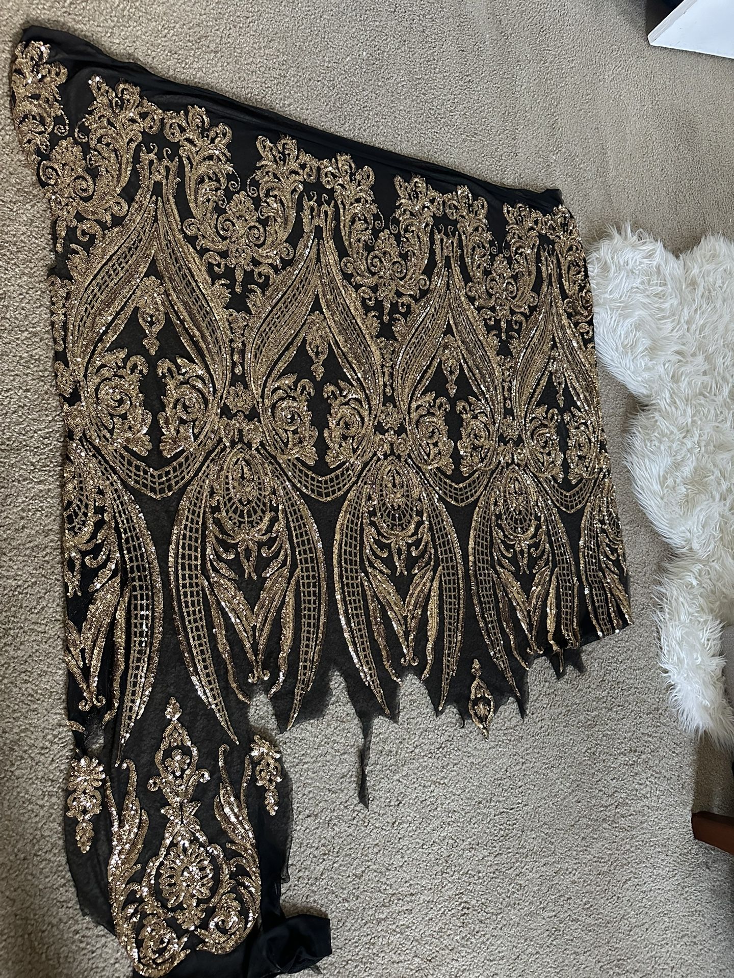 Gold Stretch Sequin/Gold Sequin on Black 4 way stretch mesh/Gold Sequin 1 Piece