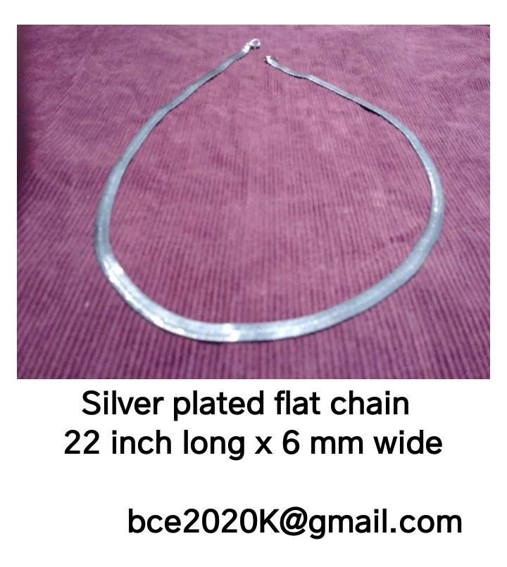 silver plated flat chain 22Lx6mmW