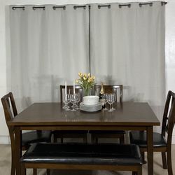 Contemporary Dining Table 4 Chairs & Bench