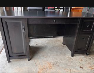 Dark Wood Executive Office Desk with Filing / Storage