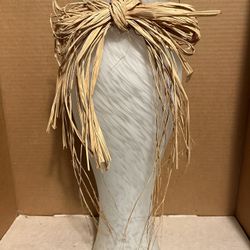 4”x14 1/2” Frosted Glass Vase With Removable Raffia Bow 