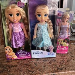 2disney Dolls And 1 Barbie Doll Brand New All Three For 35 Dollars