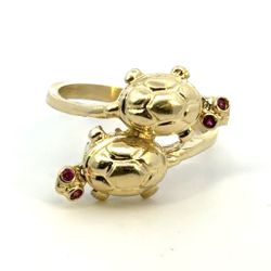 Woman’s Ladies 10k Yellow Gold Two Turtles Ring Size 7 GP3126680