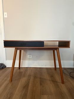 Mid-Century Modern Wood Desk with Drawer