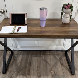Modern Rustic Computer Desk – Wood & Metal (47”) – Sturdy & Stylish
