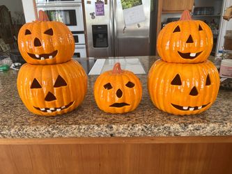 Ceramic Jack-O-Lantern Halloween Decoration Set of 3