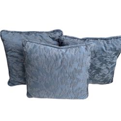 Set Of 3 Vintage Blue Accent Pillows Tapestry 