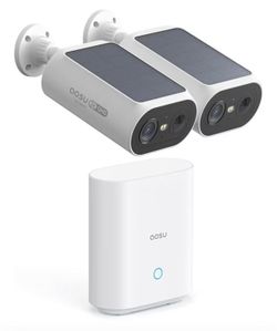 aosu Solar Security Cameras Wireless Outdoor, 2Mins DIY Installation, No Subscription Required Cameras for Home Security System, Local Storage, 2K Col