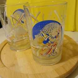 Vintage 1996 Walt Disney World 25th Anniversary Set Of Two Glasses From McDonald's. No Chips Or Cracks.