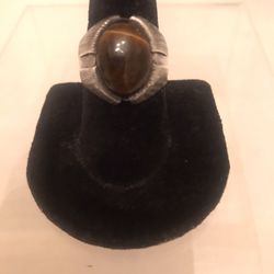  Mens Sterling 925 Tiger’s Eye Ring size 10 