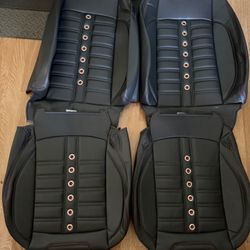 TMI Upholstery Sport XR Series Seat Full Set Black With Red Stitching And Stainless Steel Grommets C