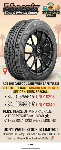 ​🍎🚗 BACK TO SCHOOL TIRE SPECIALS! 🚗🍎 Get your vehicle ready for school runs and daily commutes. Check out our unbeatable set pricing on 15-inch ti