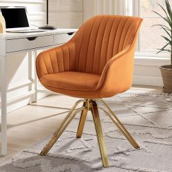 Arthur Mid-Century Cinnamon Fabric Swivel Accent Arm Chair with Metal Legs