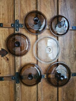 4 PYREX Glass Lids + 1 Replacement Lid Vintage
