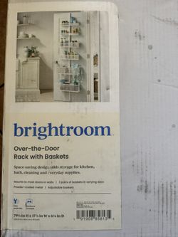 Over the Door Storage Rack with Mesh Baskets - Brightroom™: Metal Frame, Powder-Coated, Universal Storage, White