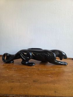 Vintage MCM Black Panther Ceramic Planter