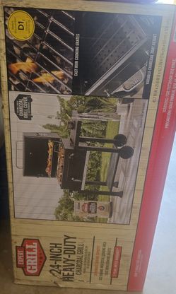 Brand New In Box Expert Grill 24 Imch Heavy Duty Charcoal Grill 372 Square Imch Total Cooking Area.        45.7 Inch Width 25.6 Inch Deep 42.5 Inch He