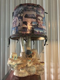Antique Native American sculpted lamp