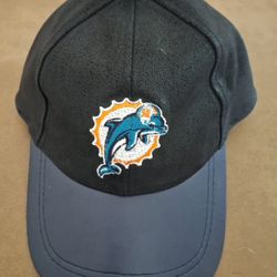 MIAMI DOLPHINS NFL FOOTBALL 🏈 RARE LEATHER ONE SIZE FITS ALL ADULT CAP / HAT ONLY $20 PICKED UP TODAY 