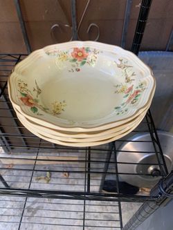 Vintage Floral Ceramic Soup Bowls Set of 4