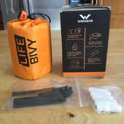 Wiregear Life Bivy Emergency Blanket With Paracord Draw String, Fire Tenders,fire Starter And Whistle On Draw String.
