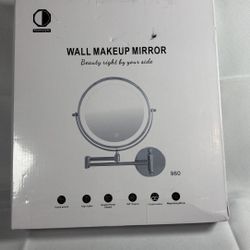 9" Large Black Wall Mount Magnifying Mirror With Light, TUSHENGTU 3000mAh Rechargeable Lighted Makeup Vanity Mirror Wall Mounted Swing Arm, 10X/1X Mag