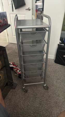 Seville Classics 6-Drawer Steel Mesh Organizer Cart.