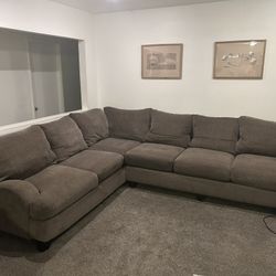 Brown Down Feather Sectional Couch