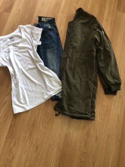Oversized green bomber jacket