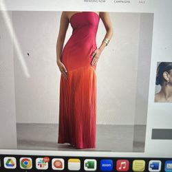 Orange And Pink Ombré Strapless Dress 