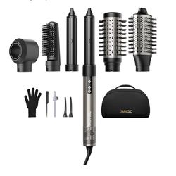 7MAGIC 6 in 1 Multi Hair Styler Dryer Brush, 110,000 RPM High-Speed, Negative Ionic, Fast Drying for Professional Blow Dry, Curling, Volumizing, Strai