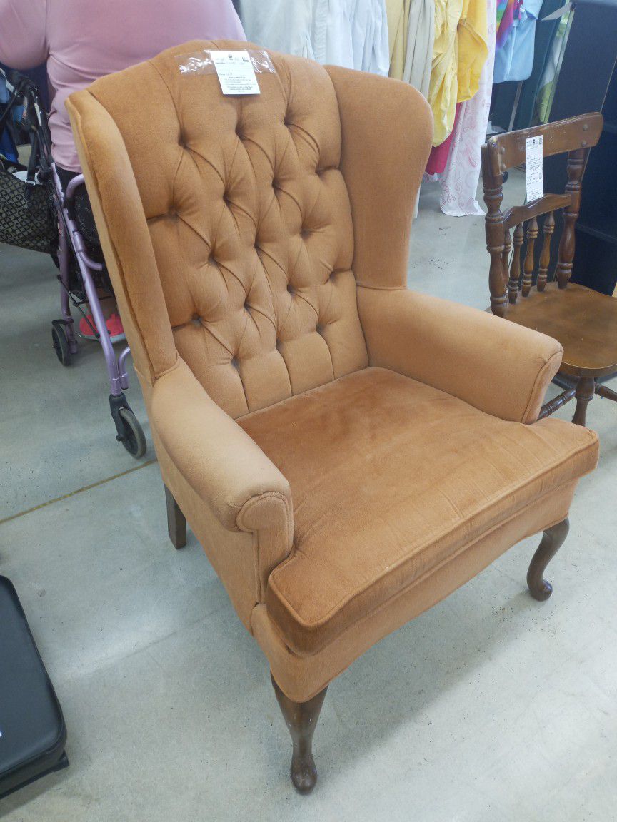 Vintage Orange Wing Back Chair 