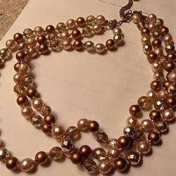 Bronze Gold Pearl Necklace