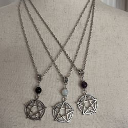 Wicca Moonstone Opalite, and a pentagram design. 