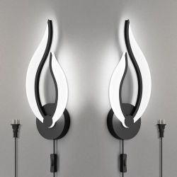 Brand New Plug in Wall Sconces Set of 2 Modern Bedroom Bedside Lamps Industrial