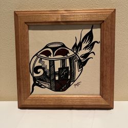 Vintage Native American Framed Tile Art Decor 10” X 10”